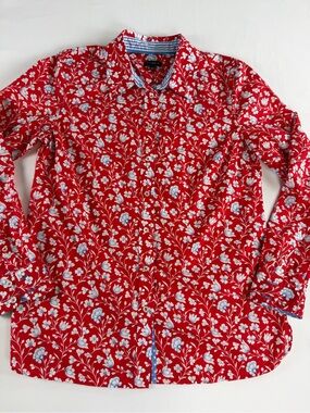 Talbots Red White Floral Button-Down Shirt- beautiful quality size small